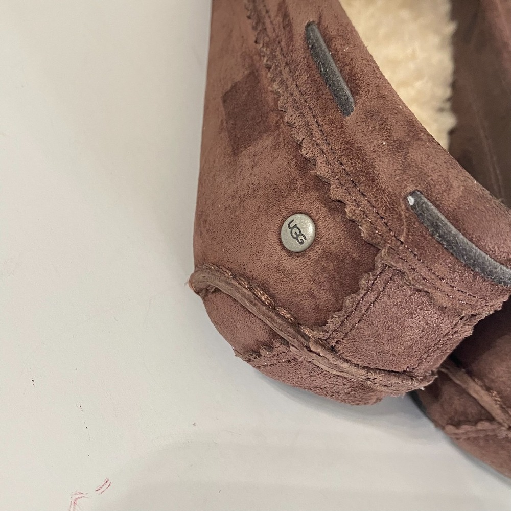 Ugg Australia Round Toe Dark Brown Suede Flat Loafers Faux-fur Lined 6 US/37EU - Picture 6 of 12